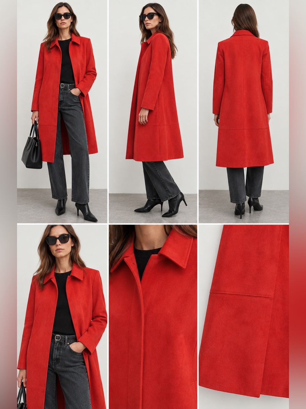 Zara Vibrant Red Faux Suede Coat